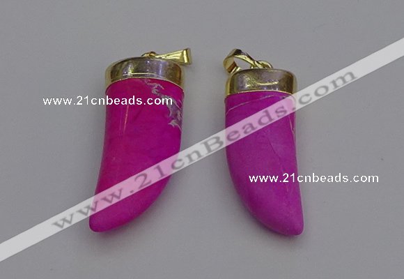 NGP7025 12*35mm - 14*40mm horn white howlite turquoise pendants