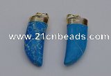 NGP7026 12*35mm - 14*40mm horn white howlite turquoise pendants