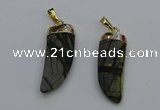 NGP7040 12*35mm - 14*40mm horn black water jasper pendants