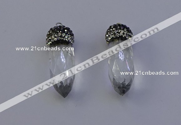 NGP7055 12*30mm - 15*35mm faceted bullet white crystal pendants
