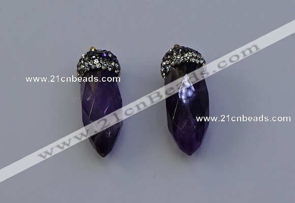 NGP7060 12*30mm - 15*35mm faceted bullet amethyst pendants