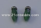 NGP7064 12*30mm - 15*35mm faceted bullet green aventurine pendants