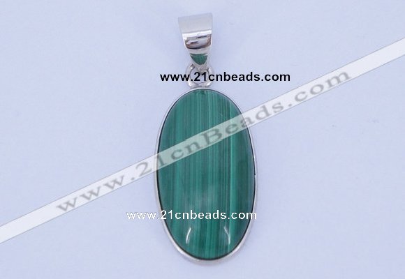 NGP708 12*24mm oval natural malachite with sterling silver pendant