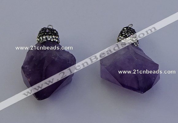 NGP7088 25*35mm - 28*45mm faceted nuggets amethyst pendants