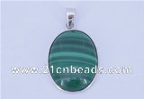 NGP709 16*24mm oval natural malachite with sterling silver pendant