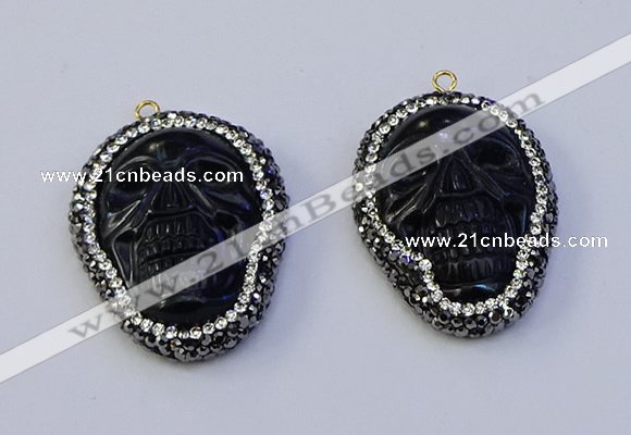 NGP7091 30*40mm skull white jade pendants wholesale