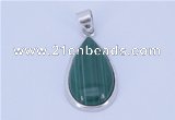 NGP710 14*37mm teardrop natural malachite with sterling silver pendant