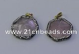 NGP7111 30*30mm hexagon rose quartz pendants wholesale