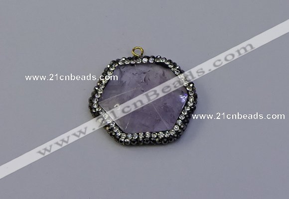 NGP7112 30*30mm hexagon light amethyst pendants wholesale