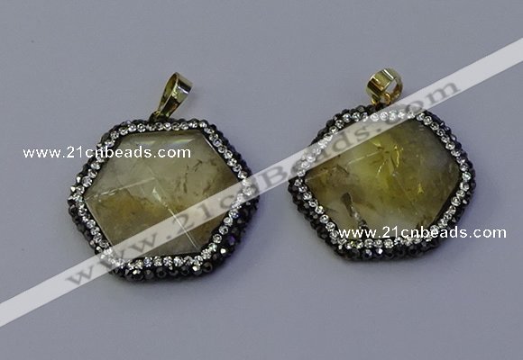 NGP7113 30*30mm hexagon citrine gemstone pendants wholesale