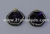 NGP7116 30*30mm hexagon amethyst gemstone pendants wholesale