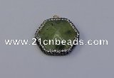 NGP7117 30*30mm hexagon green qutilated quartz pendants wholesale