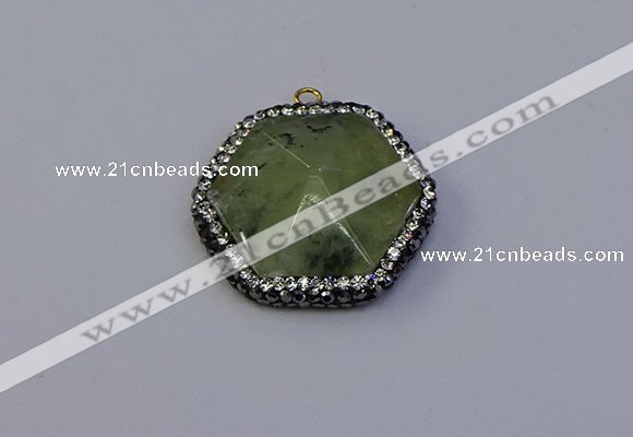 NGP7117 30*30mm hexagon green qutilated quartz pendants wholesale