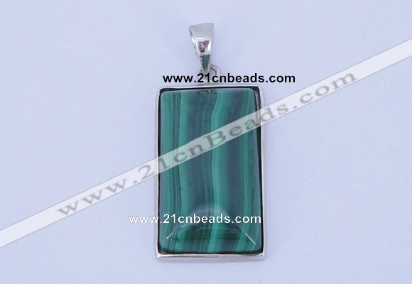 NGP712 13*25mm rectangle natural malachite with sterling silver pendant