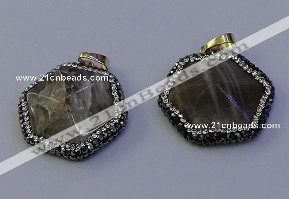 NGP7122 30*30mm hexagon moonstone gemstone pendants wholesale