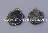 NGP7124 30*30mm hexagon labradorite gemstone pendants wholesale