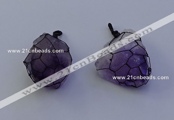 NGP7148 20*40mm - 30*45mm faceted nuggets amethyst pendants