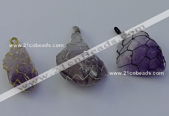 NGP7149 20*40mm - 30*45mm faceted nuggets amethyst pendants