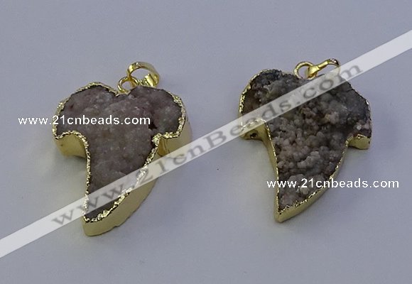 NGP7153 25*35mm teeth-shaped druzy agate pendants wholesale