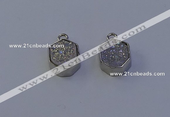 NGP7155 12*15mm plated druzy agate pendants wholesale