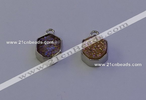 NGP7156 12*15mm plated druzy agate pendants wholesale