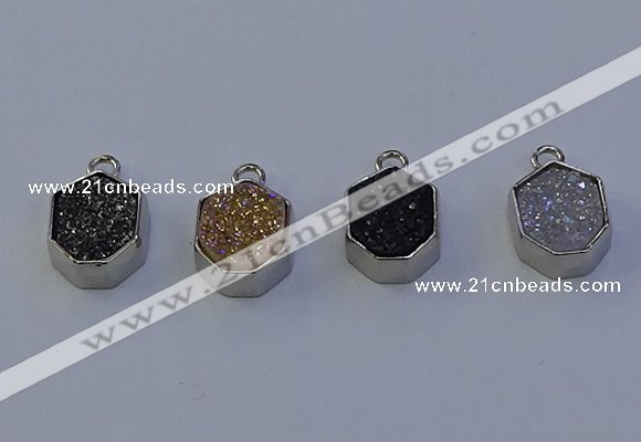 NGP7159 12*15mm plated druzy agate pendants wholesale