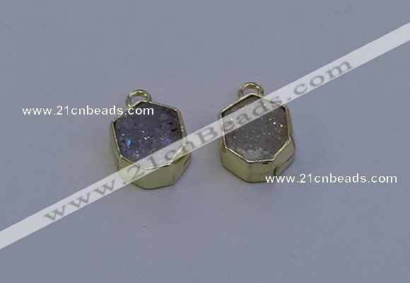 NGP7161 12*15mm plated druzy agate pendants wholesale