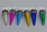 NGP7176 20*50mm faceted cone white howlite turquoise pendants