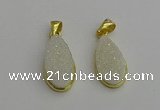 NGP7178 10*20mm flat teardrop druzy quartz pendants wholesale