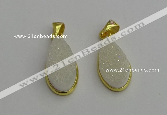 NGP7178 10*20mm flat teardrop druzy quartz pendants wholesale