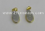 NGP7179 10*20mm flat teardrop plated druzy quartz pendants