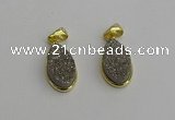 NGP7180 10*20mm flat teardrop plated druzy quartz pendants