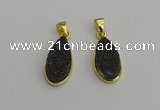 NGP7182 10*20mm flat teardrop plated druzy quartz pendants