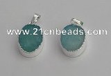 NGP7188 15*20mm oval druzy quartz pendants wholesale