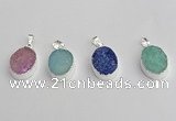 NGP7192 15*20mm oval druzy quartz pendants wholesale