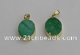 NGP7200 15*20mm oval druzy quartz pendants wholesale