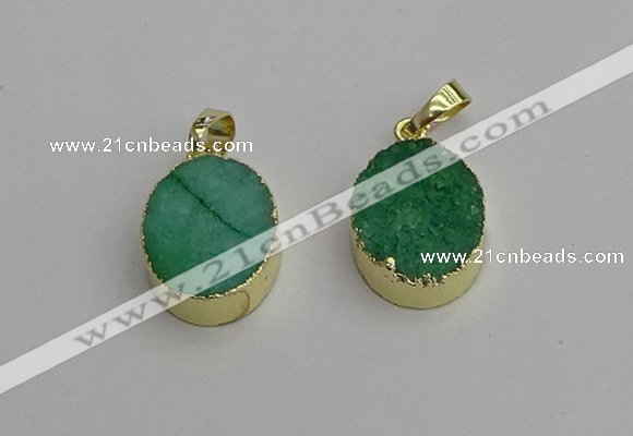 NGP7200 15*20mm oval druzy quartz pendants wholesale