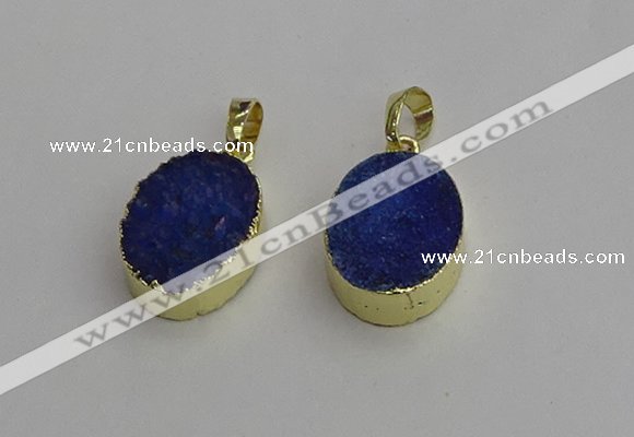 NGP7201 15*20mm oval druzy quartz pendants wholesale