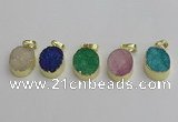 NGP7203 15*20mm oval druzy quartz pendants wholesale