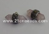 NGP7206 15*40mm sticks rose quartz pendants wholesale