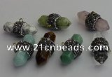 NGP7220 15*40mm sticks mixed gemstone pendants wholesale