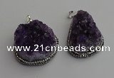 NGP7233 25*40mm - 30*40mm freeform druzy amethyst pendants