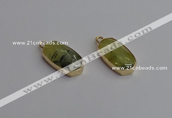 NGP7263 13*25mm faceted freeform green rutilated quartz pendants