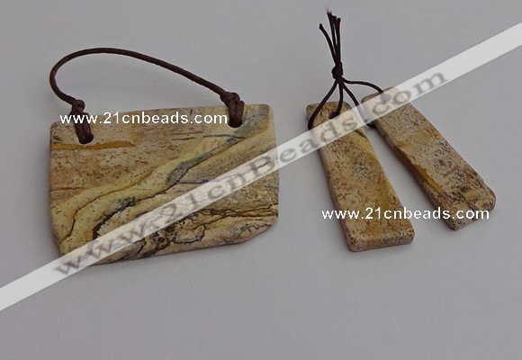 NGP7278 10*25mm - 25*45mm freeform picture jasper pendants sets