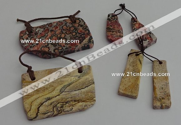 NGP7280 10*25mm - 25*45mm freeform mixed jasper pendants sets