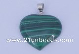 NGP729 25*25mm heart natural malachite with 18KGP gemstone pendant