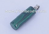 NGP731 8*24mm column natural malachite with 18KGP gemstone pendant