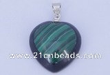 NGP732 20*20mm heart natural malachite & black agate with 18KGP pendant