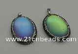 NGP7358 25*25mm oval glass pendants wholesale