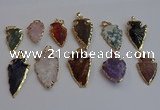 NGP7367 15*20mm - 22*40mm arrowhead mixed gemstone pendants